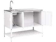 Outdoor-Küche 2er Set mit Spüle MAENZA Weiß Metall_1045038