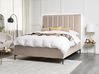 Bett mit Stauraum SEZANNE Samtstoff Taupe 140 x 200 cm