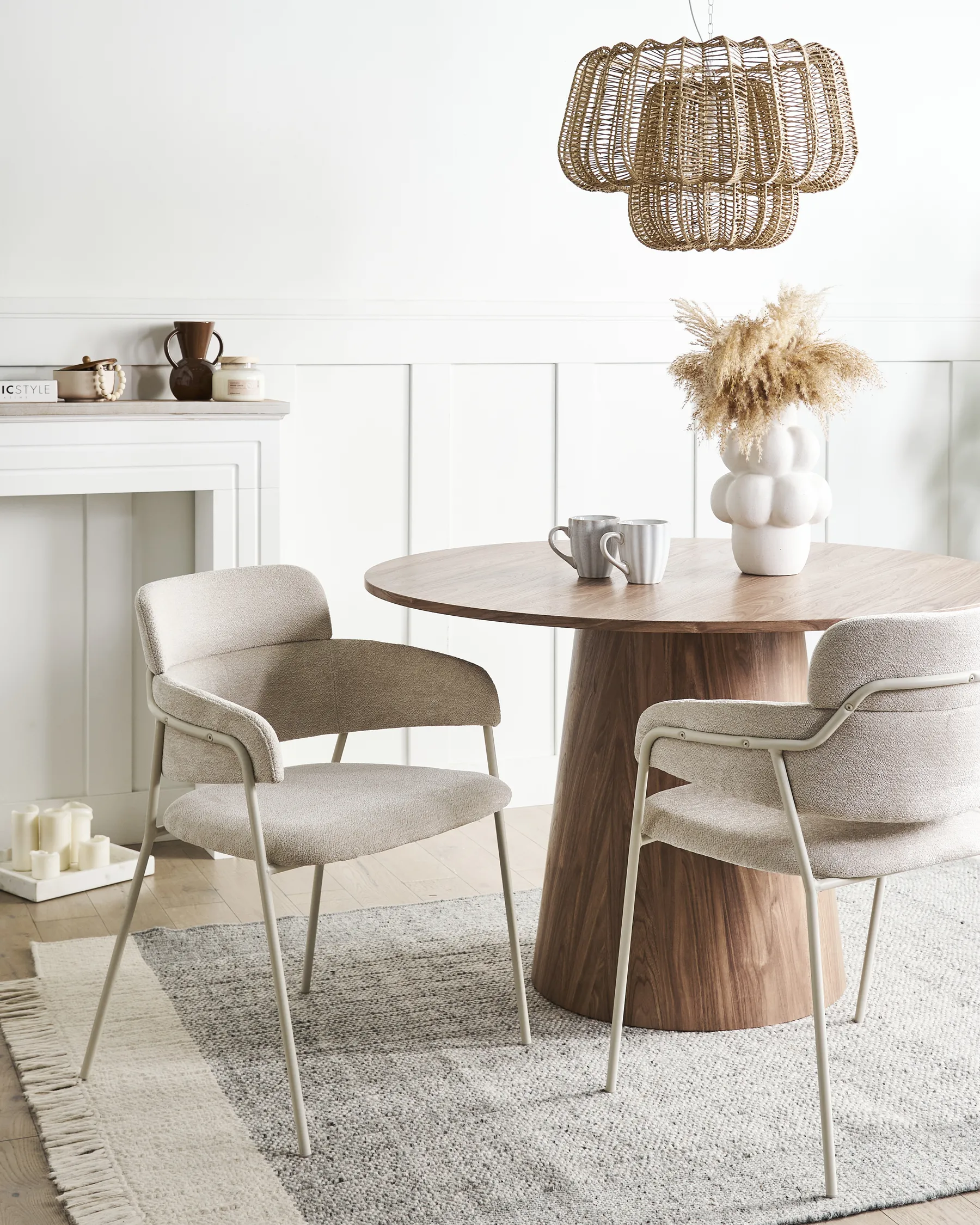 Esszimmerstuhl 2er Set PAONIA Chenillegewebe Hellbeige_968290