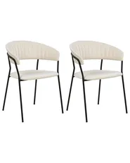 Esszimmerstuhl 2er Set MARIPOSA Samtstoff Cremeweiß_871940
