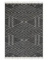 Teppich KHENIFRA Schwarz 140 x 200 cm Baumwolle_848782