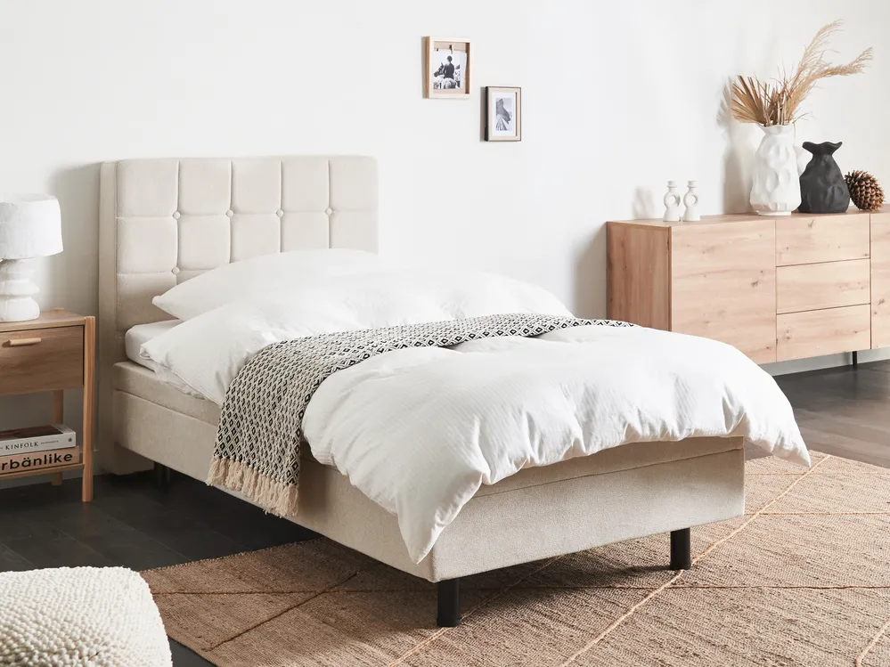Bett verstellbar Stoff DUKE 90 x 200 cm Hellbeige