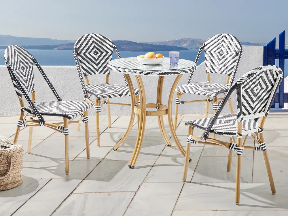 Outdoor Bistrotisch RIFREDDO 70 cm 70 cm Sicherheitsglas Schwarz