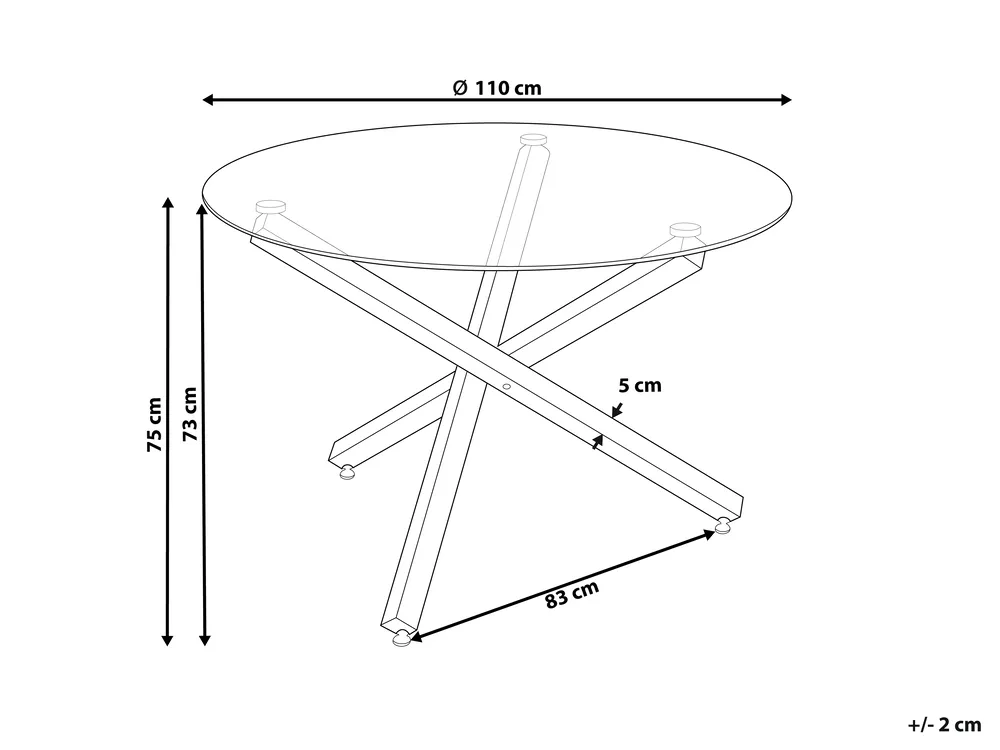 Esstisch BUTLER Gold 110 cm 110 cm Sicherheitsglas_1116478