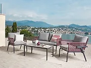 Lounge Set mit Tisch 4-Sitzer SCIACCA Metall Grau_1178263