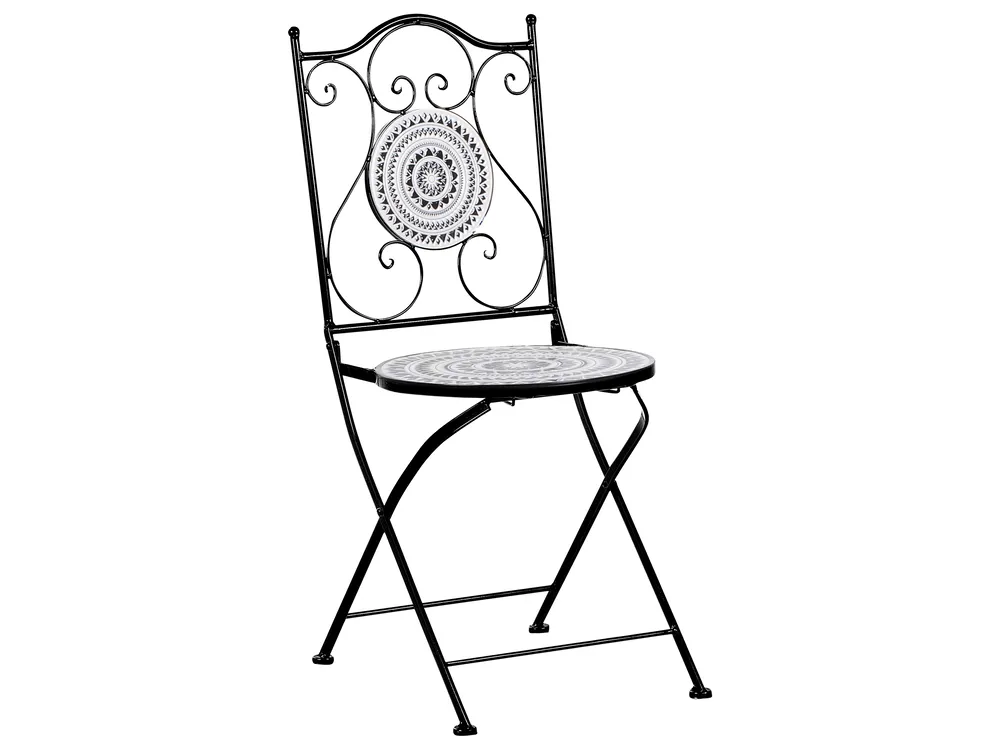 Bistro Set klappbar COMISO Metall Schwarz / Weiß_982145