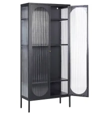 Glazen vitrinekast FOXTON 80 cm Metaal Zwart_850353