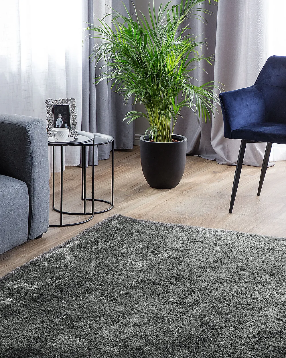 Shaggy Rug DEMRE Dark Grey 200 x 300 cm_1176428