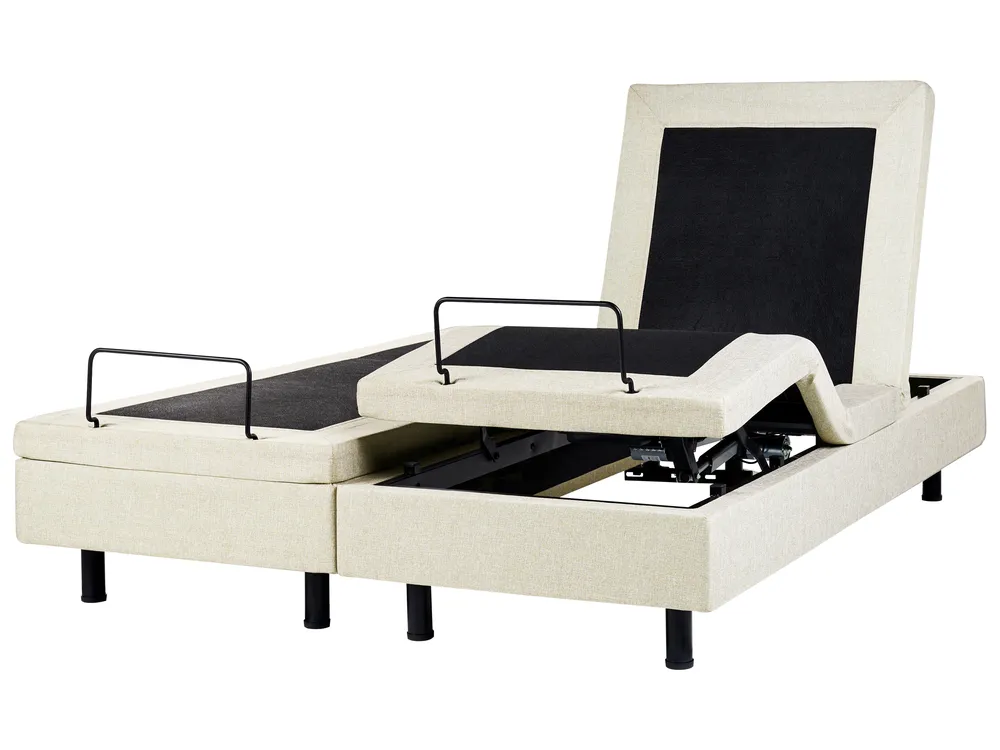 Adjustable Bed without Headboard Fabric DUKE II 160 x 200 cm (EU King Size) Beige_988245