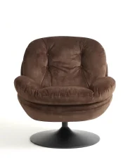 Swivel Armchair NOLVIK Velvet Dark Brown_1168287