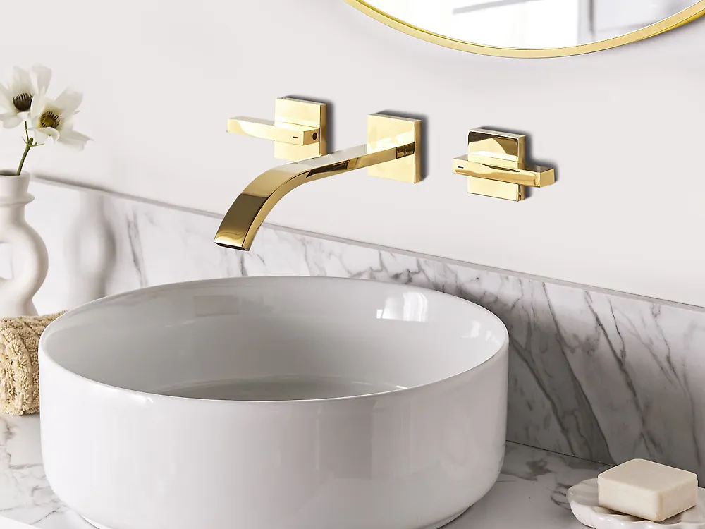 Wall Mounted Basin Mixer Tap BERRACO Brass Gold_1184685