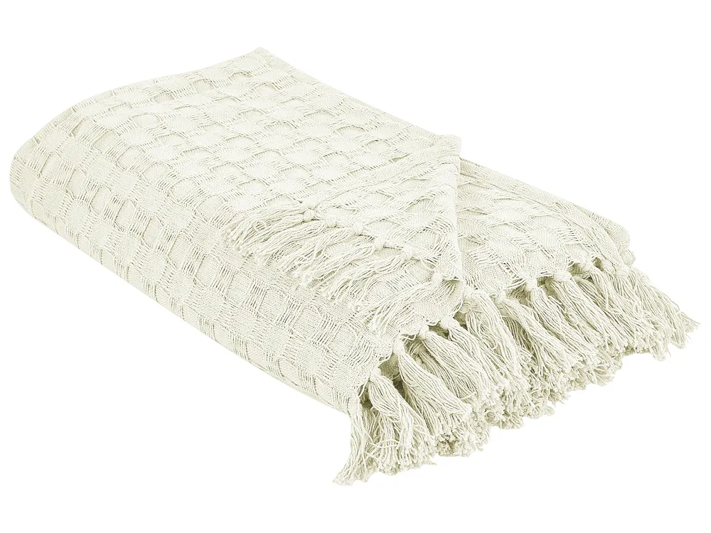 Tagesdecke BERE Baumwolle 220 x 240 cm Cremeweiß