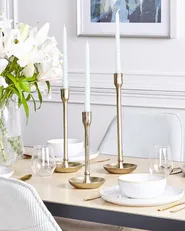 Kerzenständer 3er Set LIWUNG 27/33/38 cm Metall Gold_851243
