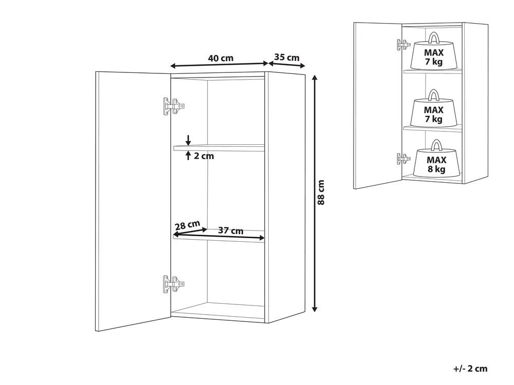 Bad-Wandschrank BILBAO 40 cm Weiß_774291