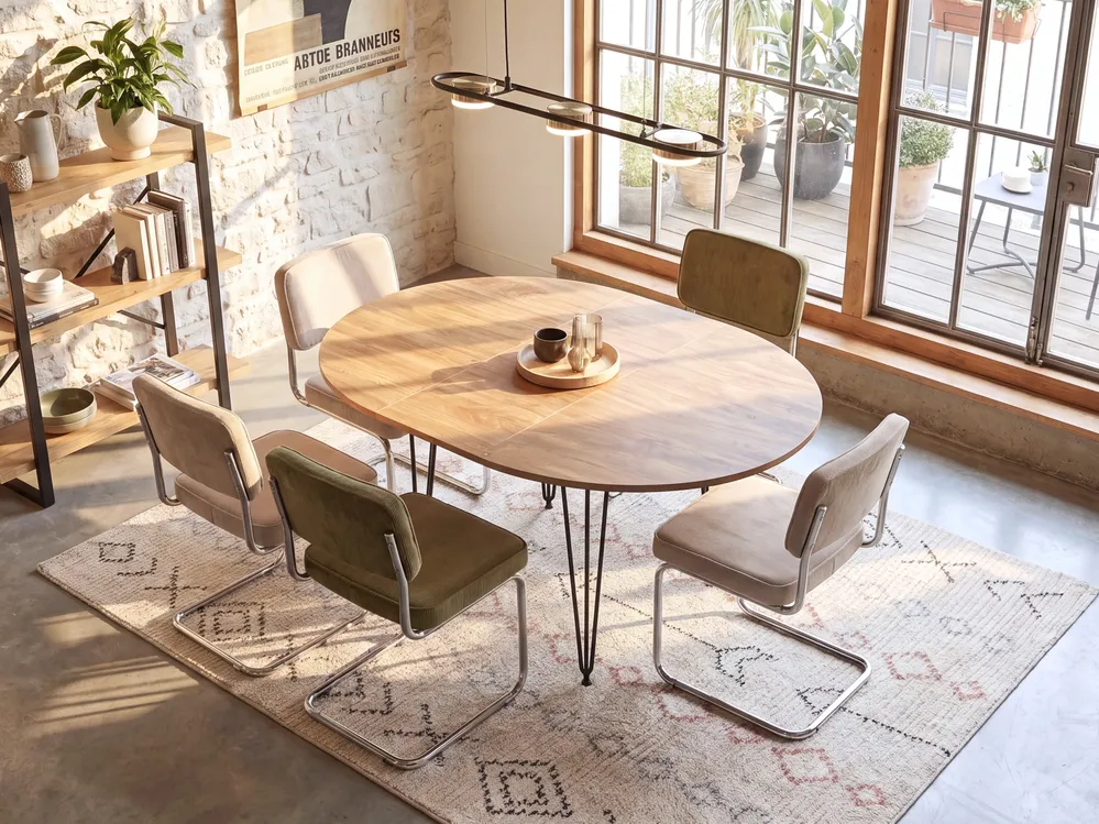 Extending Dining Table LOUISE Brown 120/160 cm 120 cm_1090613