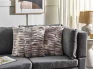 Set of 2 Decorative Cushions MACODES 45 x 45 cm Faux Fur Light Grey Solid_887743