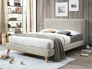 Bed Chenille TALENCE 160 x 200 cm (EU King Size) Light Beige_732362