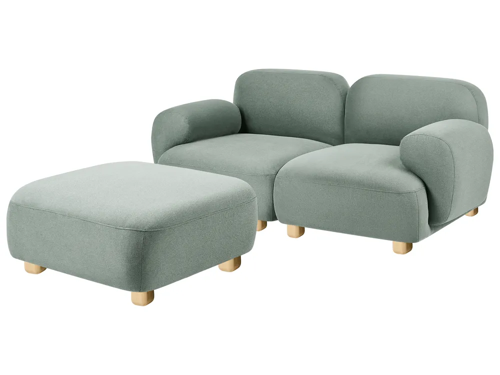Modulsofa 2-Sitzer AMLI mit Ottomane Stoff Hellgrün_1069963