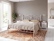 Bett mit Lattenrost Metall ANTLIA 180 x 200 cm Hellbeige_1165241