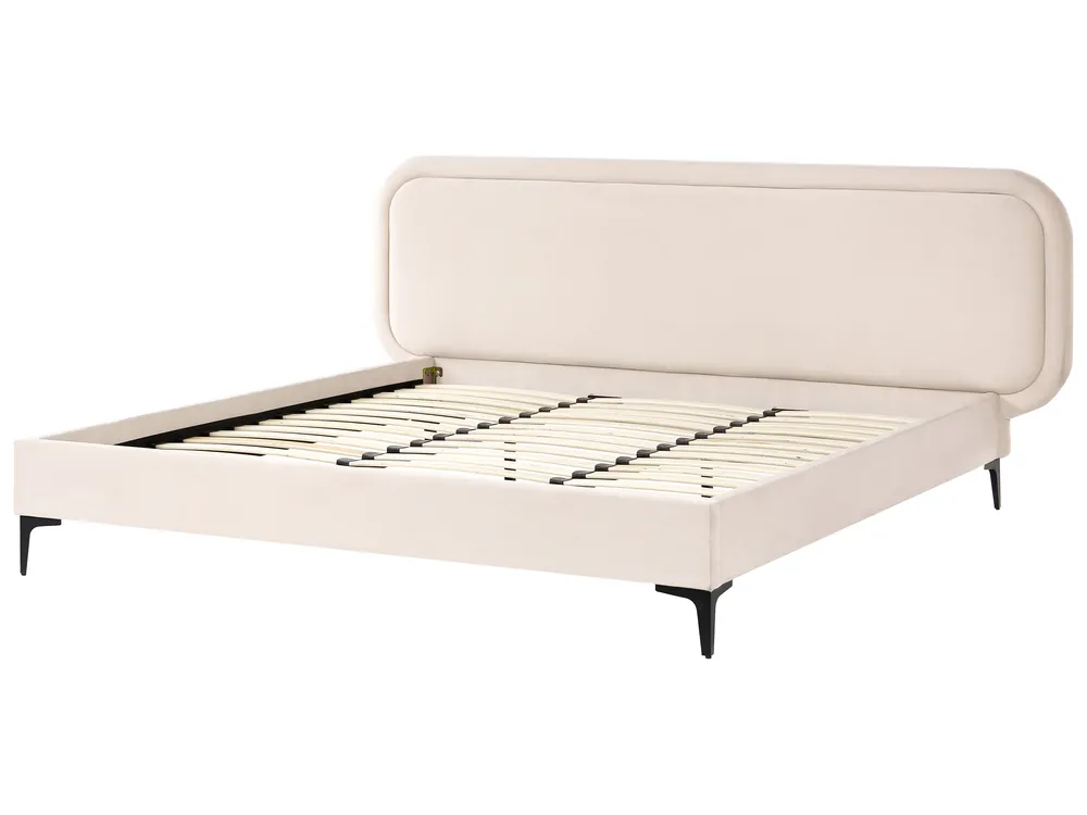 Bed Velvet SUZETTE 180 x 200 cm (EU Super King) Light Beige_916044