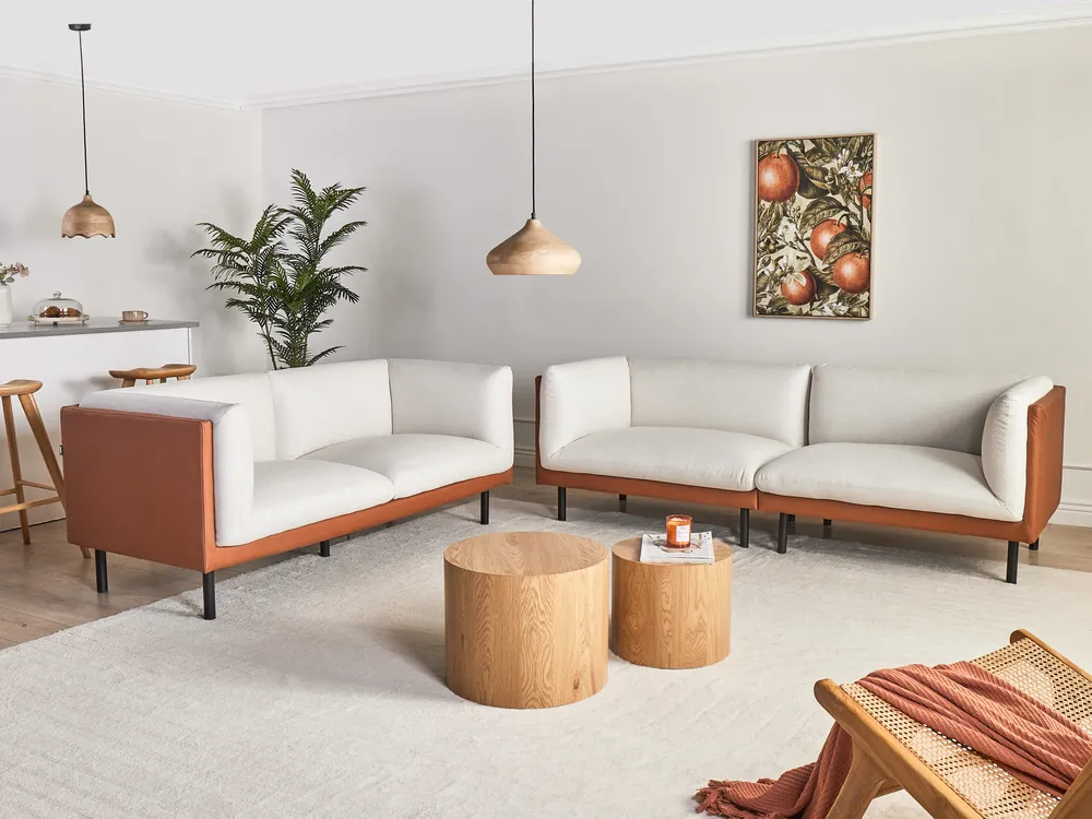Sofa 3 Seater VORGOD Fabric Off-White_996332