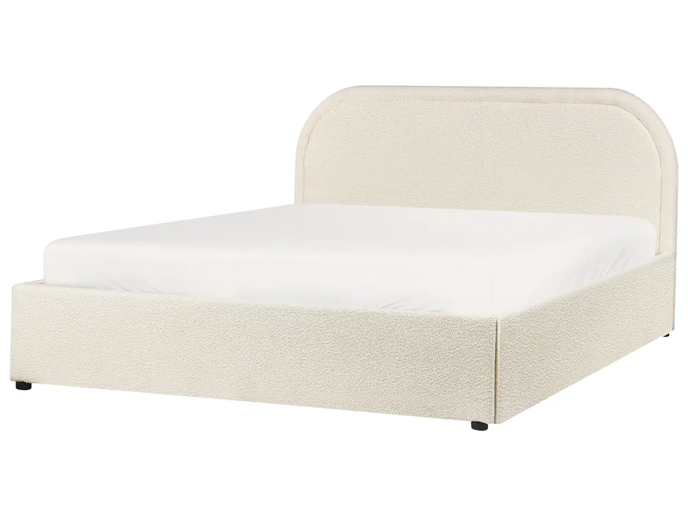 Bett mit Stauraum QUILLIEN Bouclé Hellbeige 140 x 200 cm_916524