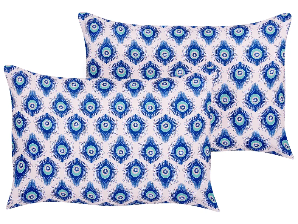 Gartenkissen 2er Set CERIANA Tiermuster 40 x 60 cm Blau
