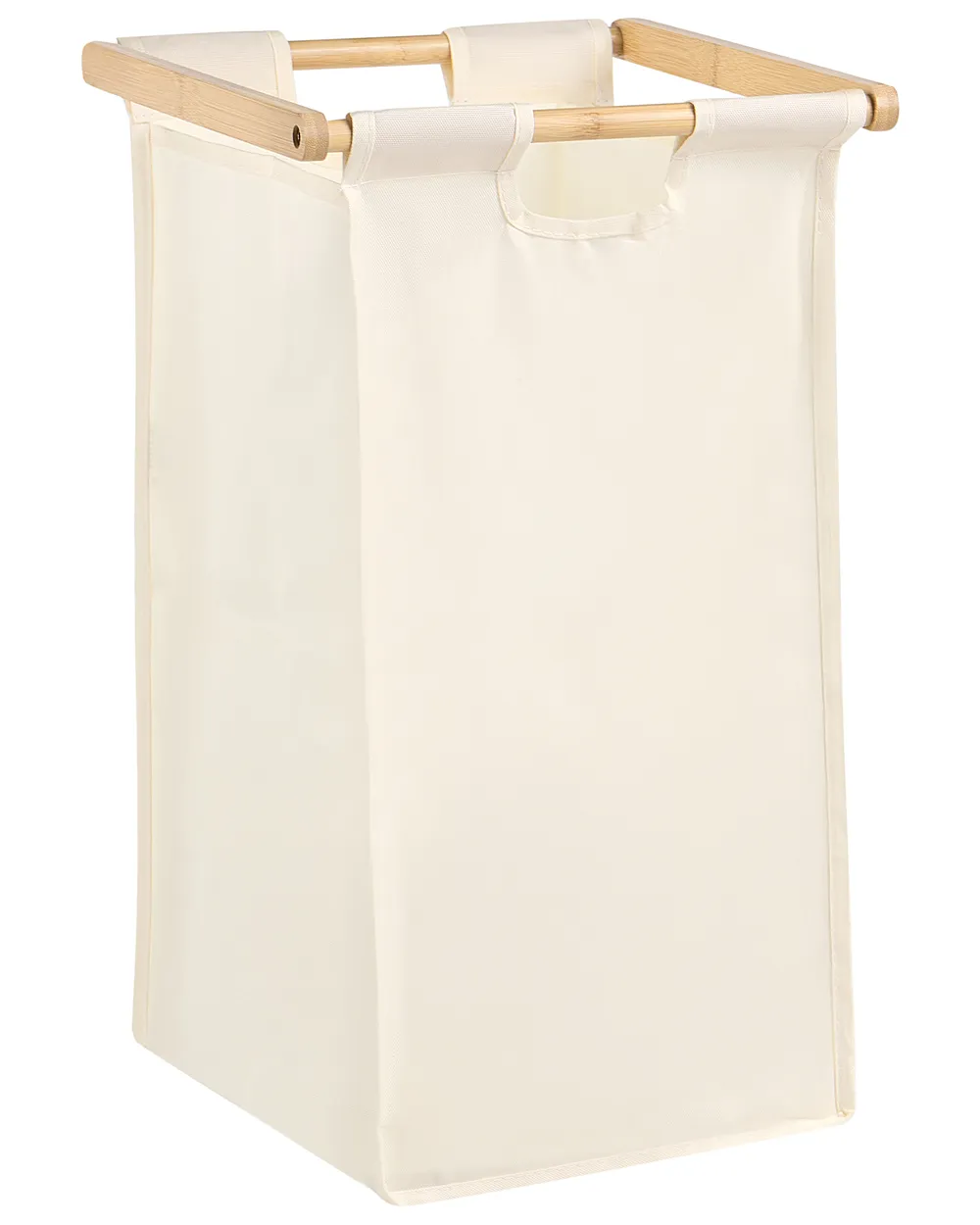 Set of 2 Laundry Baskets with Shelf AZUFRERA Bamboo Light Brown/ White 70 L_1144522