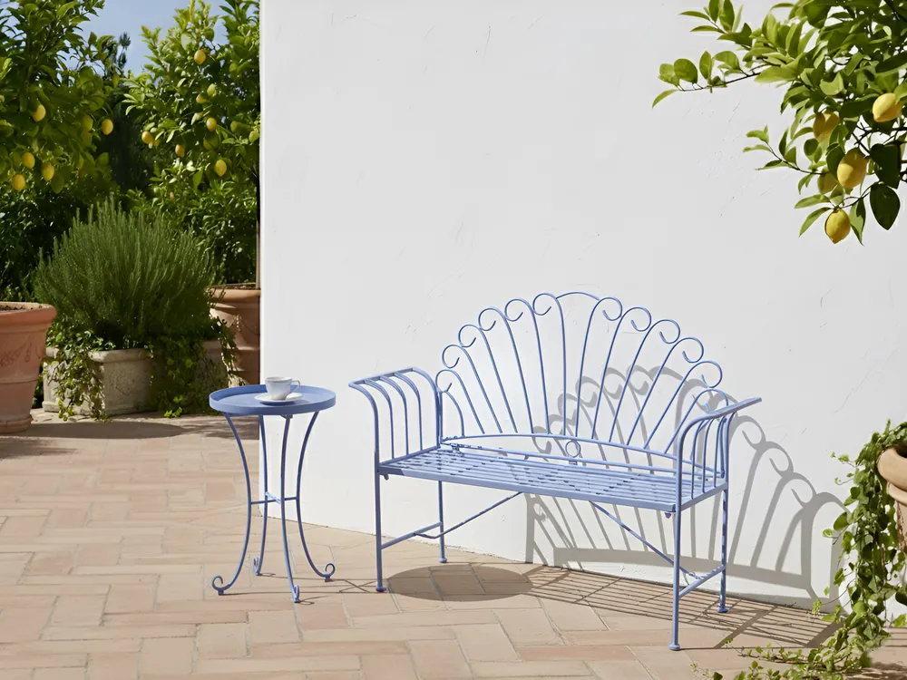 Gartenbank CAVINIA 125 cm Metall Hellblau