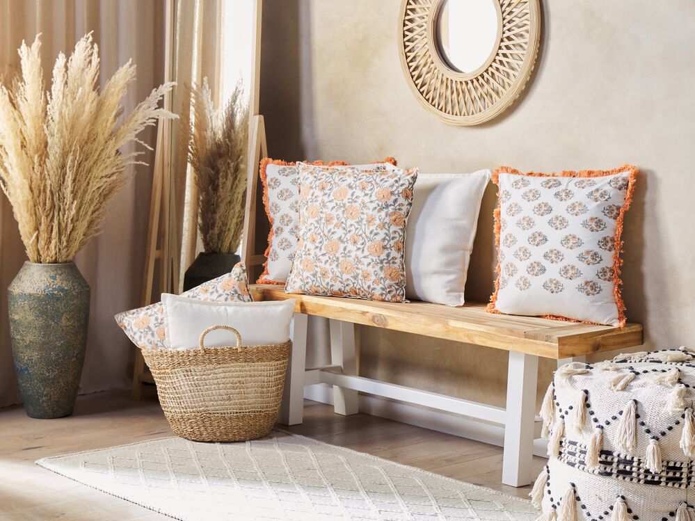 Throw Cushion MEADIA 45 x 45 cm Cotton Multicolour Floral Pattern