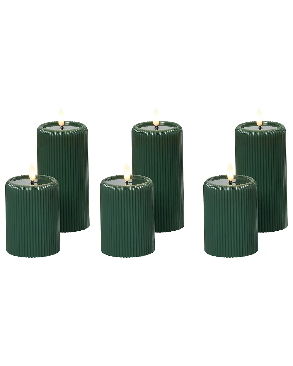LED Kerzen 6er Set NOISETTE 10/16 cm Grün