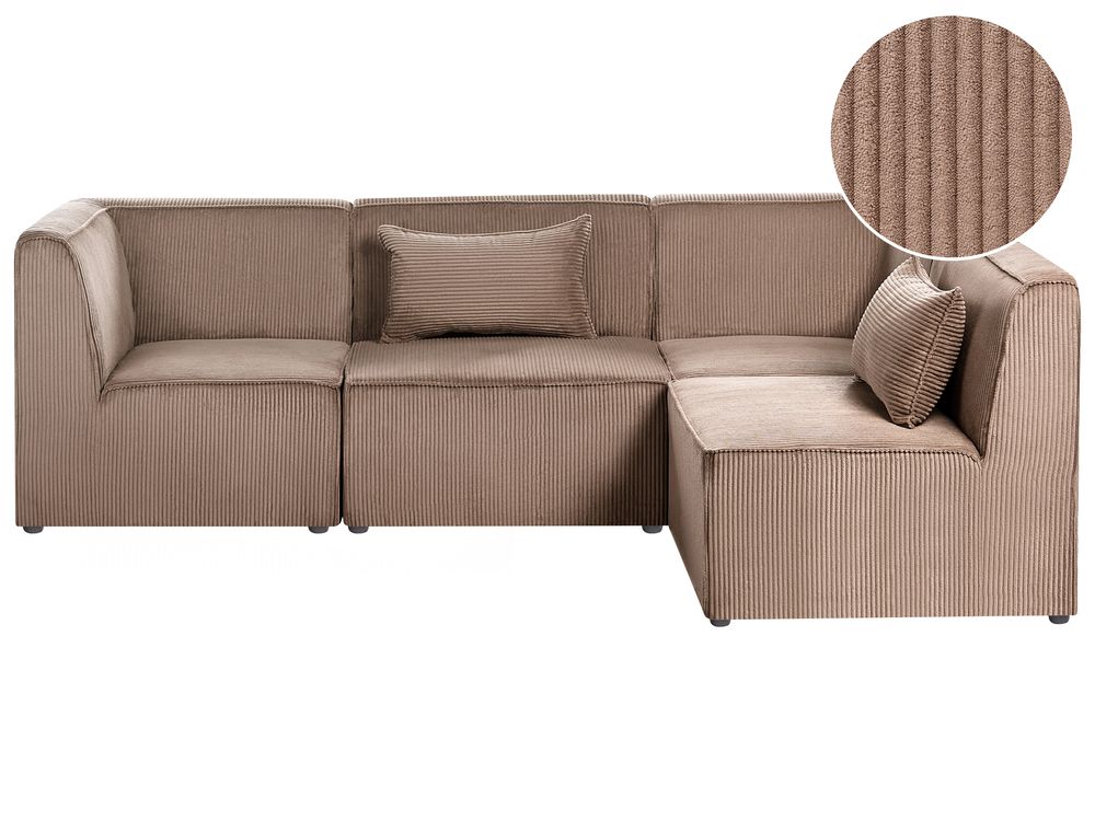 Modulaire hoekbank 4-zits LEMVIG Corduroy Donkerbeige linkszijdig