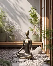 Garden Statue YOGHINA Woman Black/ Gold_1150409