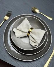 Set of 4 Deep Plates COSTMARY Stoneware Grey_973651