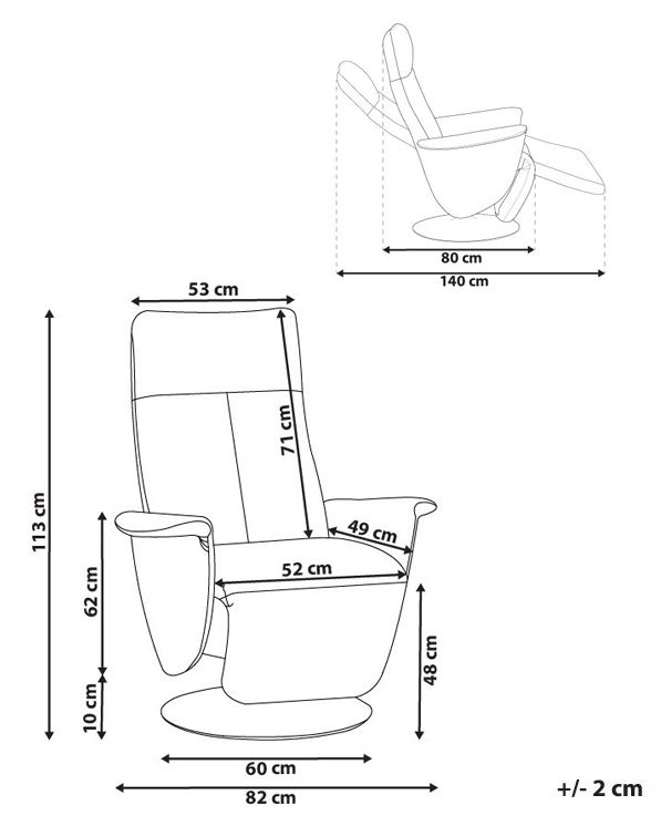 Relaxfauteuil PRIME inclusief voetensteun Kunstleer Wit_816305