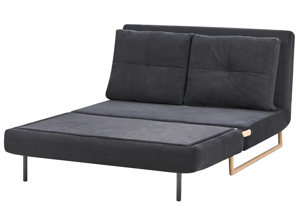 Sofa Bed 2 Seater JERSLEV Fabric Black_1012052