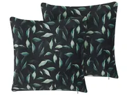 Dekokissen 2er Set TOADFLAX 45 x 45 cm Samtstoff Grün Schwarz Pflanzenmuster_818795