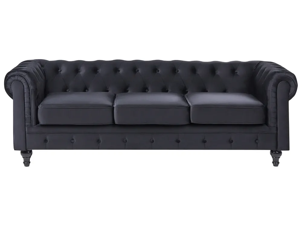 Living Room Set 4 Seater CHESTERFIELD Velvet Black_707684
