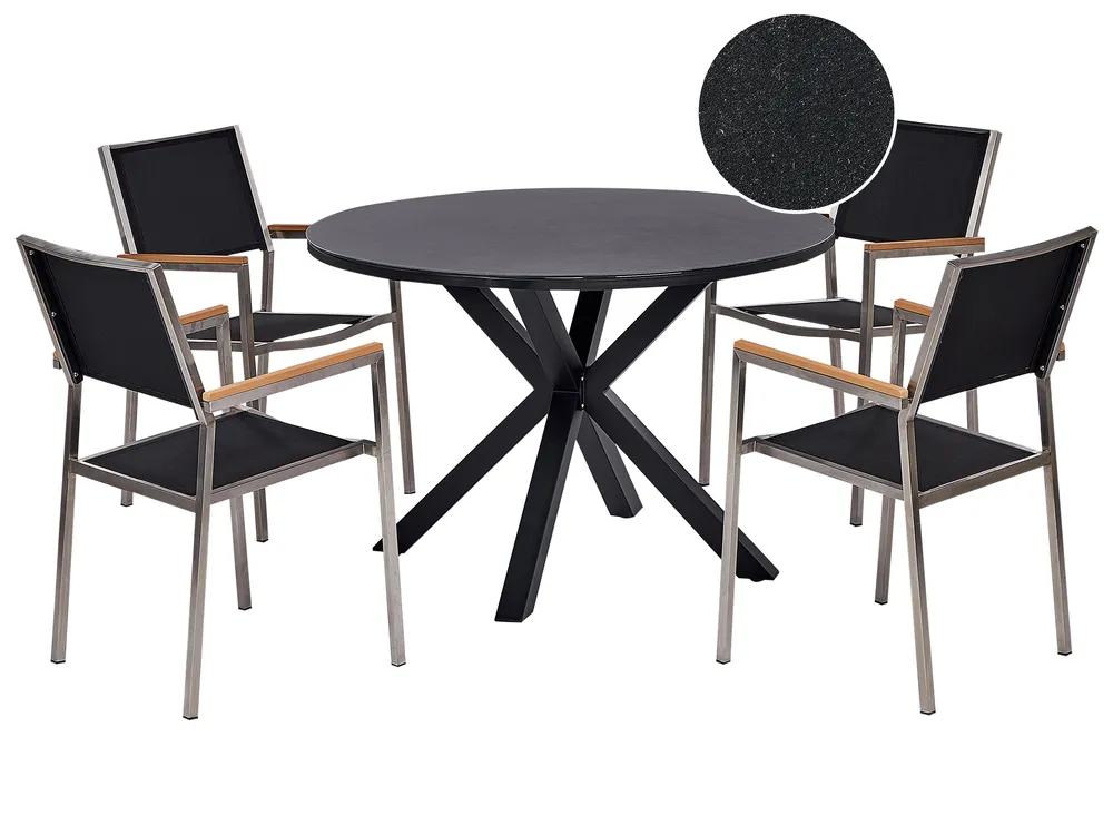Gartenmöbel Set 4-Sitzer MALETTO/GROSSETO Metall Schwarz