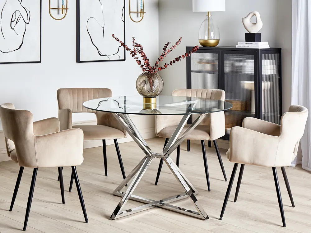 Esstisch BOSCO Silber 105 cm 105 cm Sicherheitsglas