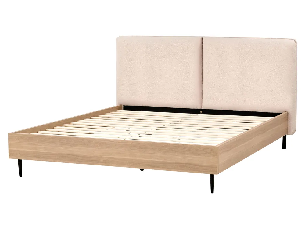 Bett mit Lattenrost Bouclé LIMANTON 160 x 200 cm Beige_971487