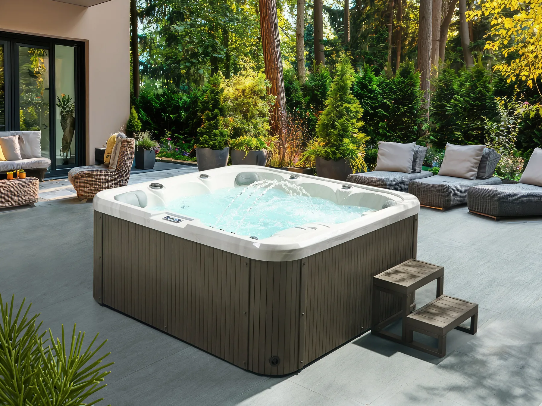 Outdoor Hot Tub with LED CALIMA White_965247