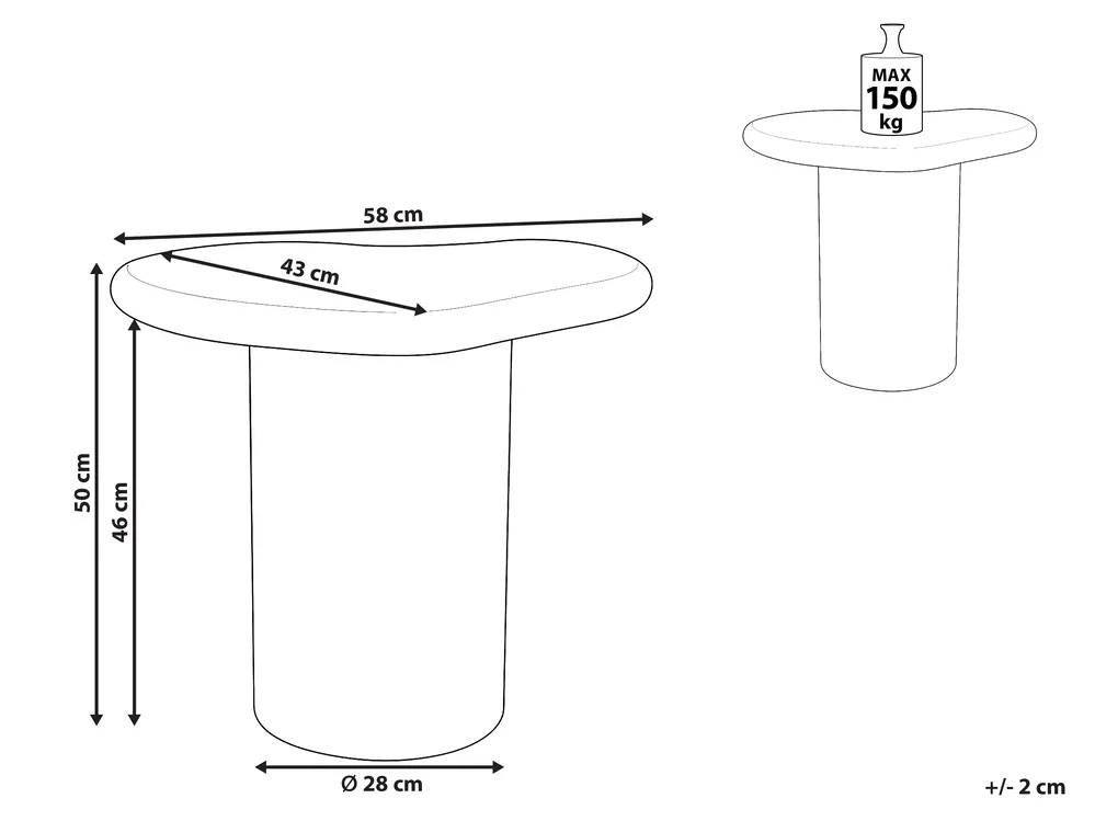 Beistelltisch ARSOLI 43 cm 58 cm Cremeweiß_1044192