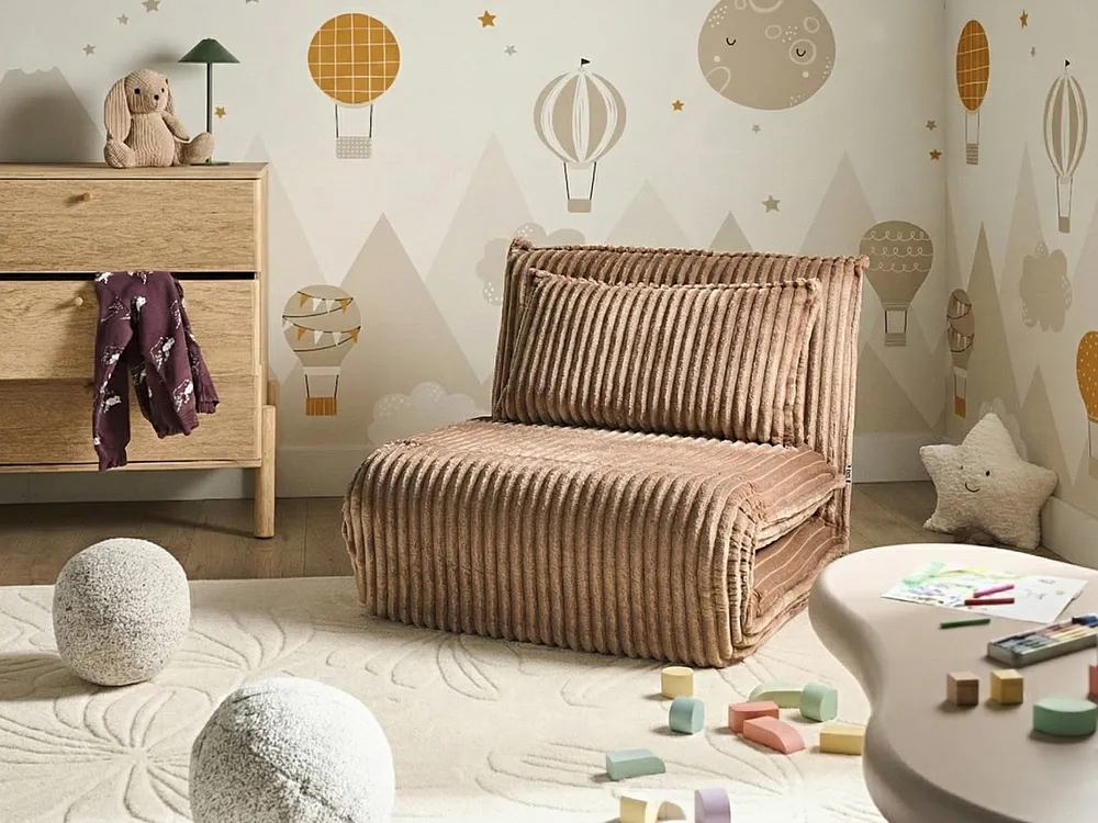 Single Sofa Bed LYSEKIL Corduroy Light Brown_1043272