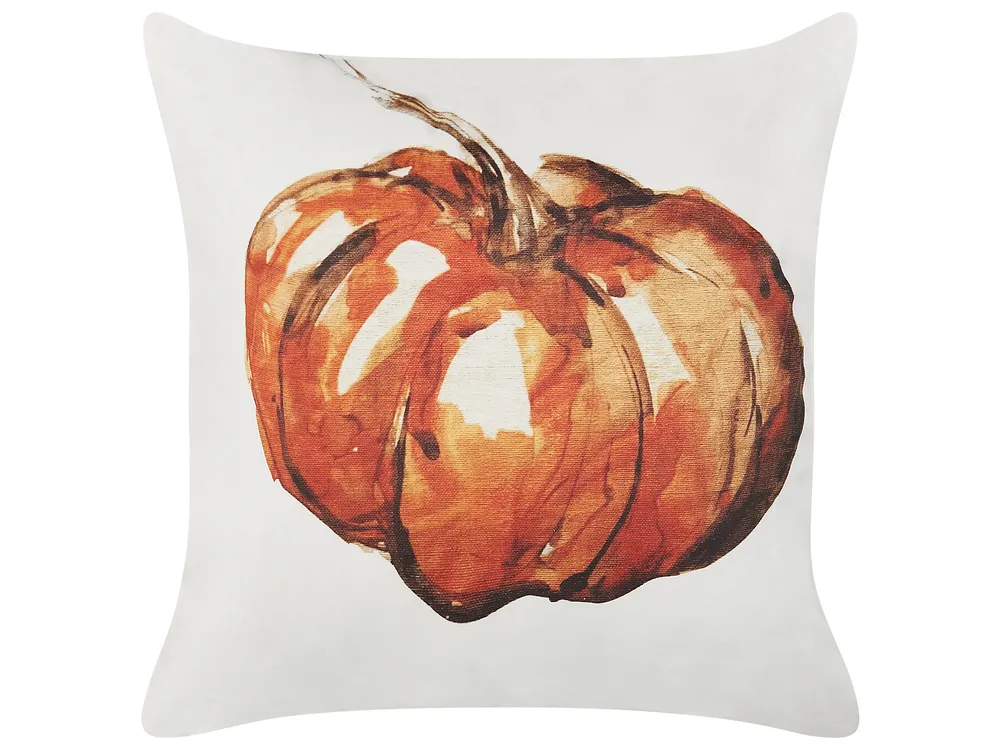 Dekokissen CURBITA 45 x 45 cm Samtstoff Beige Pflanzenmuster