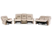Manual Recliner Living Room Set 6 Seater BERGEN Fabric Beige_1064894