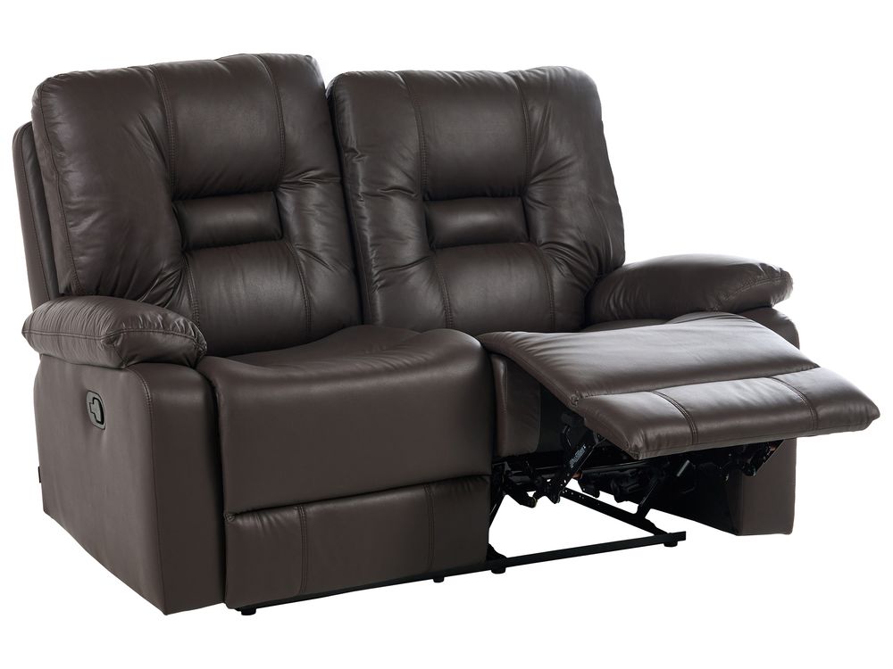 Manual Recliner Sofa 2 Seater BERGEN Faux Leather Brown