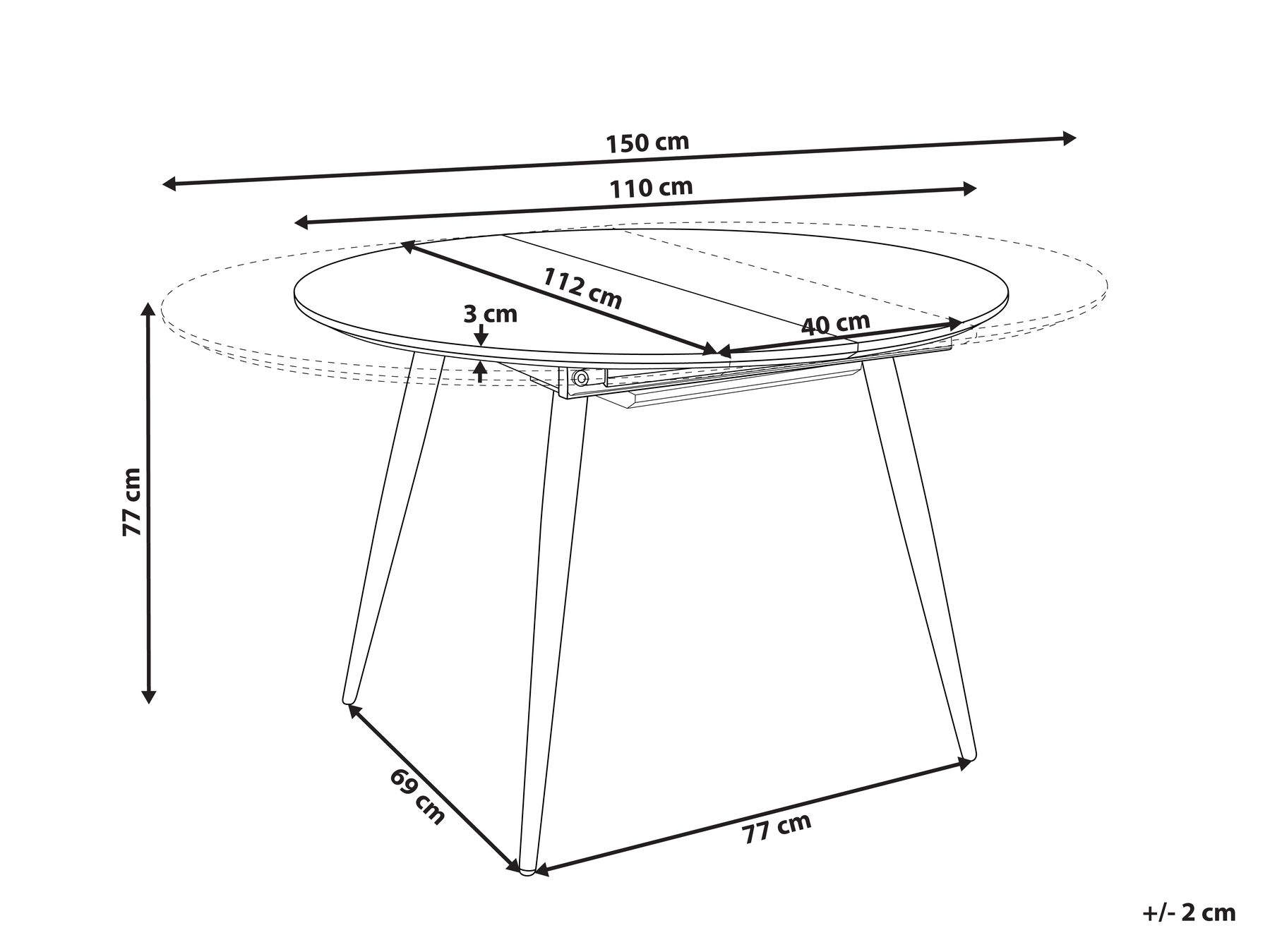 Ausziehbarer Esstisch SENIAC Braun 110/150 cm 112 cm_975691