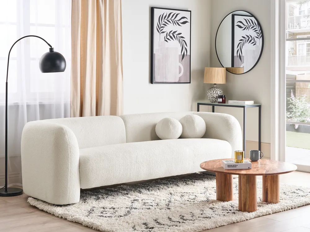 Sofa 3-Sitzer LEIREN Bouclé Weiß