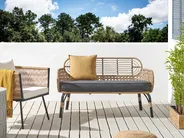 Garden Bench with Cushion PRATELLO 122 cm PE Rattan Natural_856982
